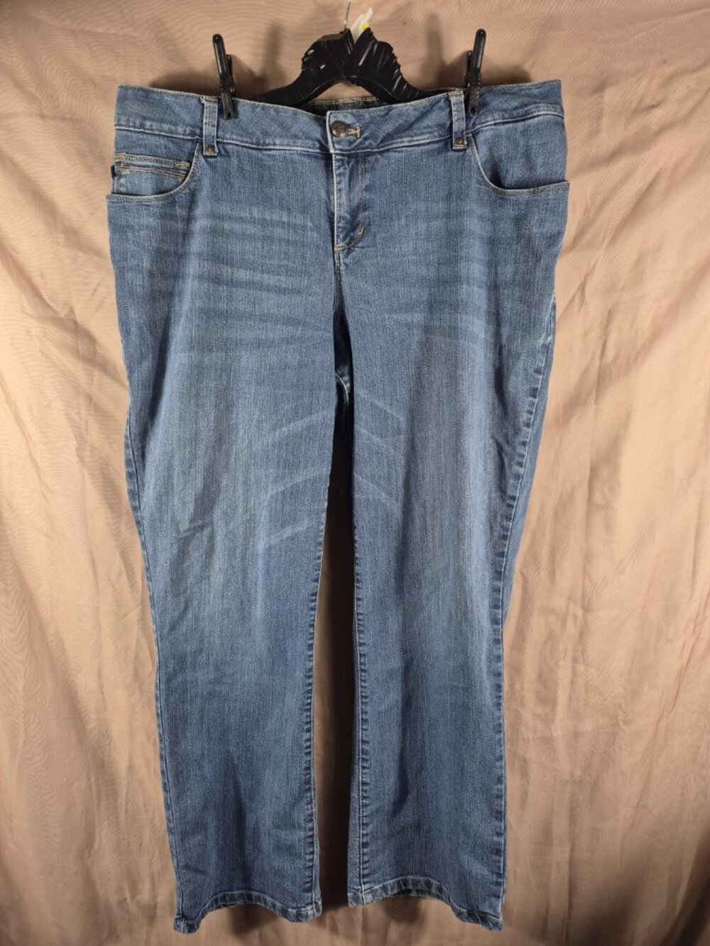 Lee Perfect Fit Women's Blue Straight Embroidered Western Grunge Jeans Size 24 W